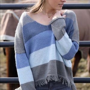 Wooden Ships Kaia Fringe Twilight Stripe Sweater
